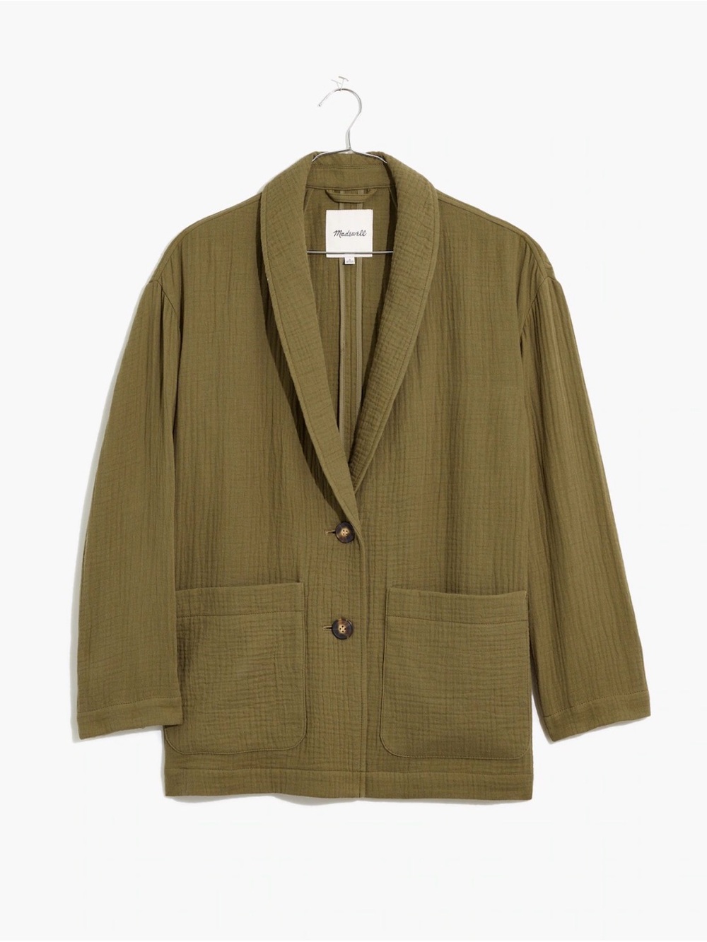 Madewell Olive Relaxed Shawl-Collar Blazer
